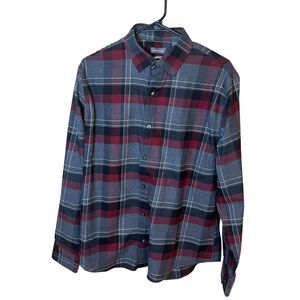 Van Heusen Mens Medium Regular Fit Gray Plaid Long Sleeve Button Up Shirt